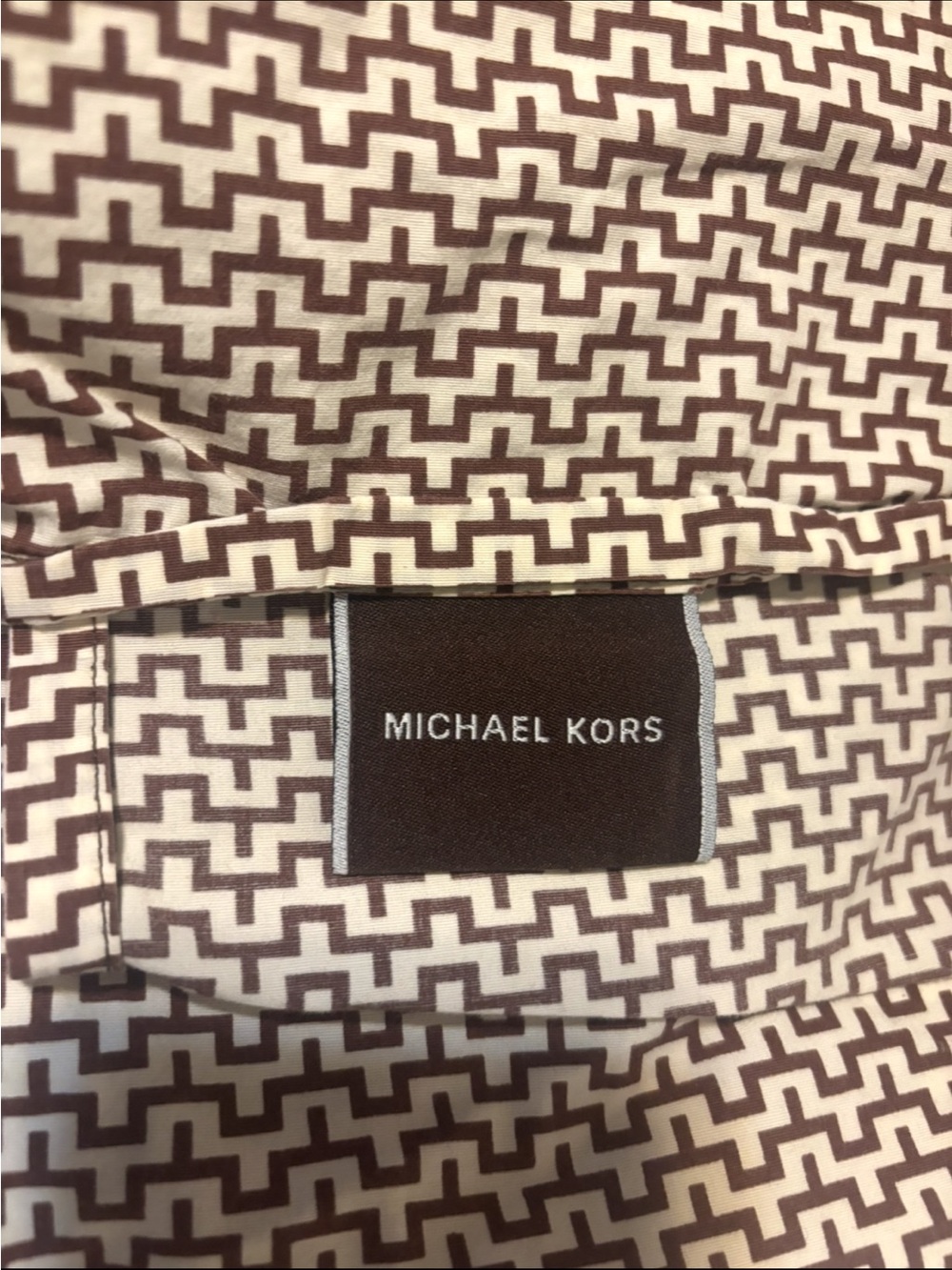 Michael Kors Cream and Brown Geometric Print full flat sheet and 2 pillowcases